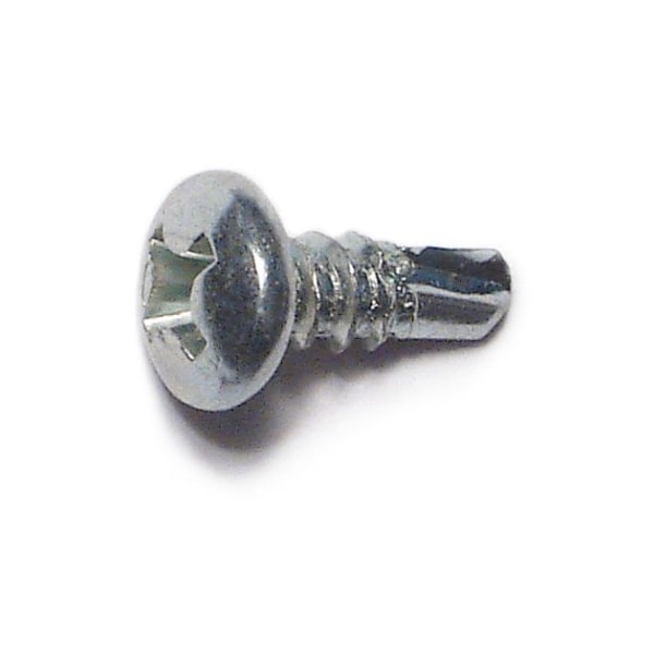 Self-Drilling Screw, #6 x 3/8 in, Zinc Plated Steel Pan Head Phillips Drive, 500 PK
